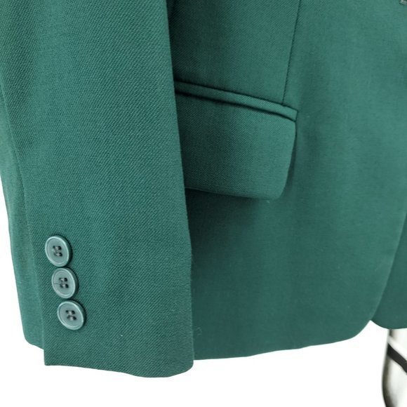 VTG Pendleton 100% Virgin Wool Fitted Single Button Long Line Blazer 8P Green - Picture 11 of 16